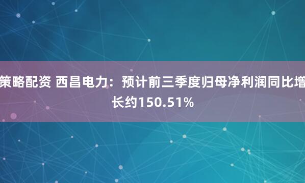 策略配资 西昌电力：预计前三季度归母净利润同比增长约150.51%